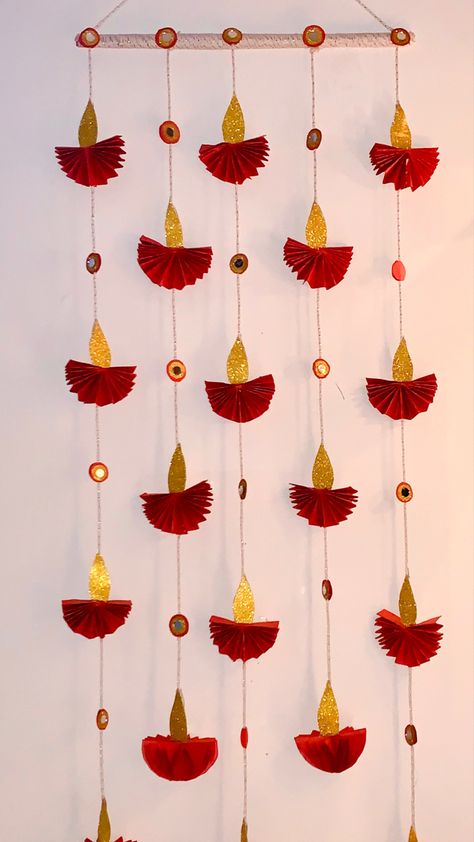 Diwali Bay Decoration Office, Office Diwali Decoration Ideas, Diwali Decorations At Office, Diwali Chart, Bay Decoration, Paper Diya, Navratri Decoration, Diwali Art, Hanging Decorations Diy