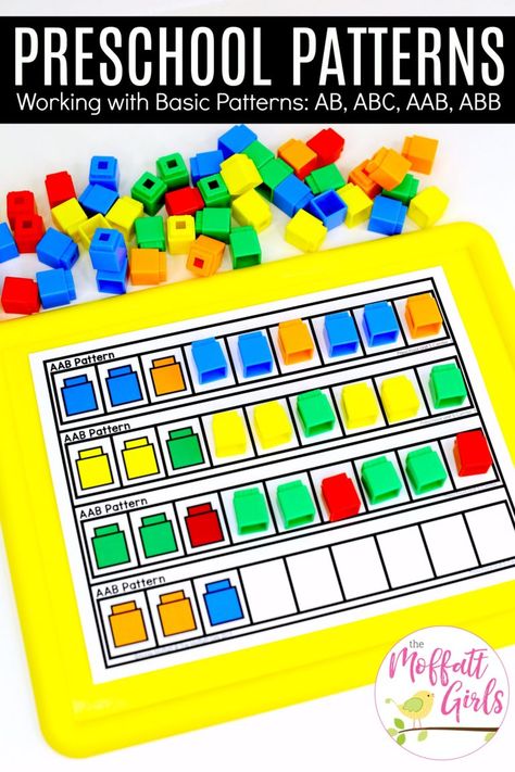 Pattern Small Group Preschool, Patterning For Preschoolers, Pattern Ideas For Preschoolers, Creating Patterns Preschool, Unifix Cube Activities Preschool, Pattern Craft Preschool, Pattern Practice Preschool, Pattern Preschool Activities, Patterning Activities For Preschool