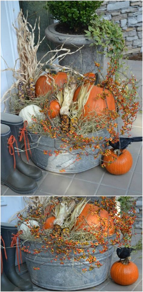 Thanksgiving Decorations Outdoor, Diy Snowman Decorations, Thanksgiving Crafts For Toddlers, Thanksgiving Decorations Diy, Thanksgiving Crafts For Kids, Fall Front Porch Decor, Garden Decor Projects, Autumn Display, Fall Thanksgiving Decor