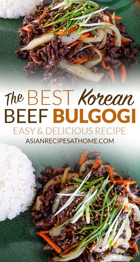 Korean Beef Bulgogi Recipe, Koreansk Mad, Beef Bulgogi Recipe, Bulgogi Marinade, Korean Beef Bulgogi, Korean Beef Recipes, Koreansk Mat, Bulgogi Recipe, Bulgogi Beef