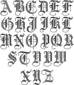 Old English Font Tattoo, Old English Tattoo, Tattoo Letras, Old English Alphabet, Tattoo Lettering Alphabet, Tattoo Script Fonts, Tattoo Fonts Alphabet, Calligraphy Fonts Alphabet, Bulletin Journal