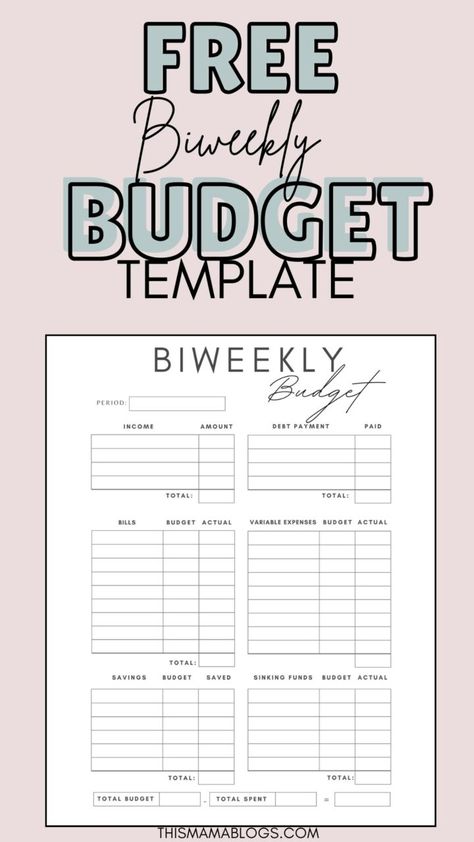 How to Budget Biweekly Income (Free Budget Template!) - This Mama Blogs Cute Budget Template Excel, The Budget Mom Printables Free, Free Budgeting Templates, Budget Finances Printables, Downloadable Budget Template, Basic Budget Template, Budget Spreadsheet Template Free, Goodnotes Budget Template Free, Monthly Budget Printable Free Templates