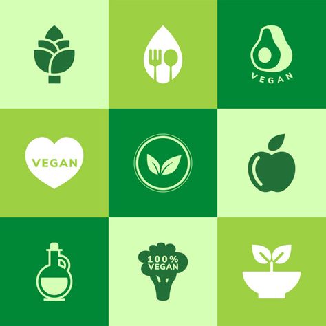 Collection of vegan icon vectors Vector | illustration，生态，环保，地球 Social Impact Design, Resturant Logo, Branding Infographic, Healthy Logo, Healthy Food Logo, Nutrition Logo, Pizza Branding, Impact Design, Fruit Logo