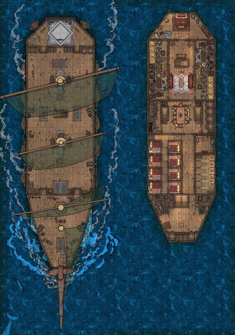 Dnd Dungeon, Dnd Things, Sea Map, Fantasy City Map, Fantasy Map Making, Ship Map, Dnd World Map, Building Map, Fantasy World Map