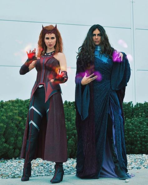 Revenge Is A Witch. 🧹🧙‍♀️🔮 In honor of the newest trailer for #AgathaAllAlong on @disneyplus, here's @carmenvalentina & @essiescosplay as the Scarlet Witch & Agatha Harkness Photographed by @g_ray__ #ScarletWitch #WandaMaximoff #ElizabethOlsen #AgathaHarkness #KathrynHahn #Wandavision #DoctorStrangeInTheMultiverseOfMadness #MultiverseOfMadness #Avengers #Marvel #MarvelComics #MarvelUniverse #MarvelCinematicUniverse #MCU #ScarletWitchCosplay #AgathaHarknessCosplay #MarvelCosplay #MCUCosplay ... Wanda And Agatha Costume, Agatha Halloween Costume, Agatha Harkness Costume Diy, Agatha Costume, Agatha Harkness Outfit, Agatha Harkness Costume, Scarlet Witch Wandavision Costume, Agatha All Along Costume, Wanda Maximoff Costume Wandavision