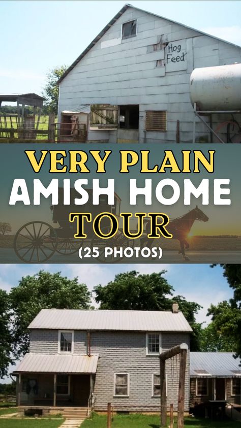 This Amish home has a very rustic, old-timey look. Seymour is a plain settlement where many homes have a distinctive shingle-siding plain look to them. I’ve seen numerous photos of the exteriors of Seymour homes, but I’ve never seen inside one of these plain Amish abodes. Check this out! Amish House Exterior, Amish Interior Design, Amish House Interior, Amish House Plans, Amish Homes Interior, Amish Decor, Old Fashioned Farmhouse, Amish Home, Amish Sheds