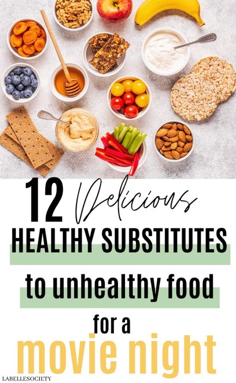 Snack Substitutes, Movie Night Snacks Healthy, Healthy Movie Snacks, Healthy Junk Food, Food Substitutions Healthy, Night In With Friends, Healthy Popcorn, Healthy Substitutions, Yummy Healthy Snacks