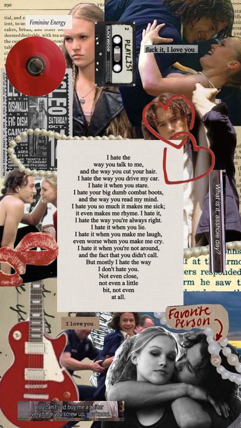 Created by calliopelsmith2440 on Shuffles Love Collage Aesthetic, Movie Collage, 10 Things I Hate About You, Love Collage, Future Wallpaper, Movie Poster Wall, Movie Wallpapers, Romantic Movies, Love Movie