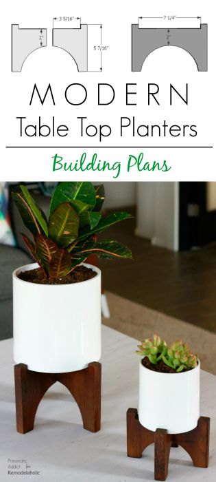 How to build a pair of modern, designer knock-off table top planters. Diy Table Top Designs, Building Template, Woodworking Jigsaw, Diy Table Top, Diy Plant Stand, Table Top Design, Wood Table Top, Diy Planters, Woodworking Plans Free