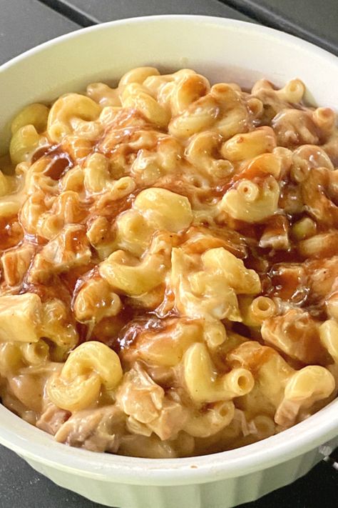 Mission Bbq Mac And Cheese Recipe, Bbq Mac And Cheese Recipe, Bbq Mac And Cheese, Mac N Cheese Bacon, Chicken Mac And Cheese Recipe, Mission Bbq, Chicken Mac And Cheese, Barbeque Chicken, Honey Bbq Chicken