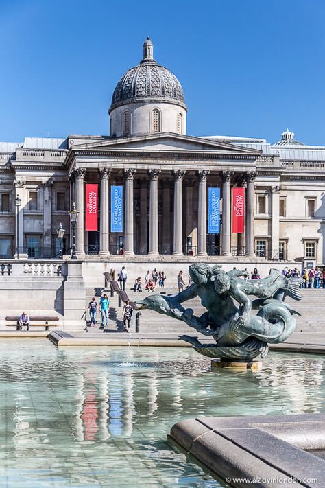 The National Gallery in London’s Trafalgar Square is one of the best art museums in the world. Click through for more pictures on the A Lady in London blog.   #london #museum Days Out In London, Weekend In London, London Itinerary, London Attractions, London Landmarks, London Museums, London Tours, Trafalgar Square, Houses Of Parliament