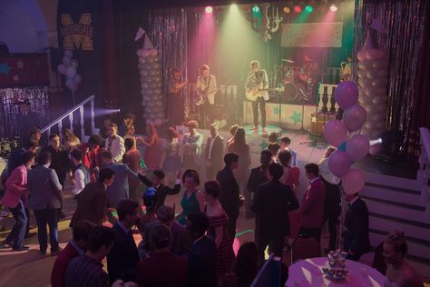 The Paget Rooms, Penarth Indie Hipster Fashion, 1980s Prom, Middle School Dance, Sing Street, 8th Grade Dance, School Hall, Asa Butterfield, High School Prom, Ball Aesthetic