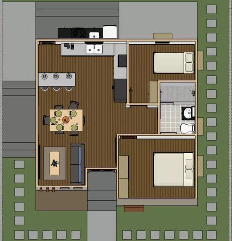 70sqm House Design Floor Plans, 70sqm House Design, 70 Sqm House Design, Small House 2 Bedroom, House Design Bungalow, House 2 Bedroom, 2 Bedroom House Design, Bungalow Floor Plans, House Design Ideas