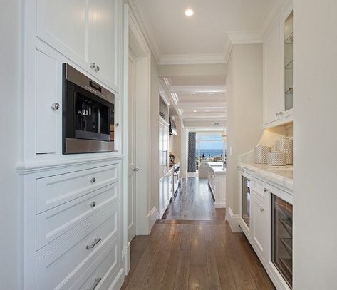 Friday Eye Candy - A Thoughtful Place Beach House Pantry, House Pantry, California Beach House, A Thoughtful Place, Ikea Kitchen Design, Kitchen Cabinets And Countertops, Home Bunch, White Marble Countertops, Butler Pantry