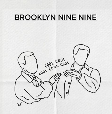 Brooklyn Nine Nine Sketch, Brooklyn Nine Nine Embroidery, Brooklyn Nine Nine Tattoo Ideas, Brooklyn Nine Nine Drawing, B99 Tattoo Ideas, Brooklyn 99 Tattoo Ideas, Tv Show Tattoos Ideas, Brooklyn 99 Art, Brooklyn Nine Nine Tattoo