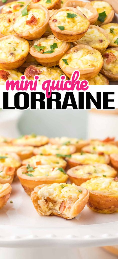 Bacon Egg Quiche, Eggs Quiche, Mini Quiche Lorraine, Mini Breakfast Quiche, Quiche Bites, French Appetizers, Egg Quiche, Mini Quiche Recipes, Quiche Muffins