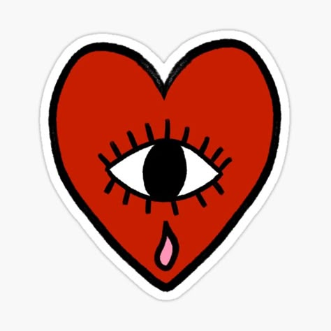 a funky little crying heart :) • Millions of unique designs by independent artists. Find your thing. Heart With Eyes Drawing, Graphic Heart Design, Hearts With Eyes, Drippy Heart, Heart Graphic Design, Crying Heart, Heart With Eyes, Heart Eye, Guitar Stickers