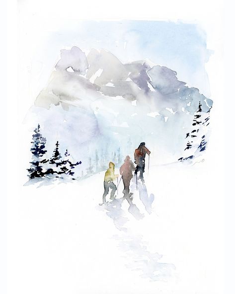 Watercolor Figures, Watercolor Art Abstract, Painting Basics, Skiing Art, Watercolor Portrait Painting, Nature Art Prints, Products Photography, Art Pics, Painting Snow