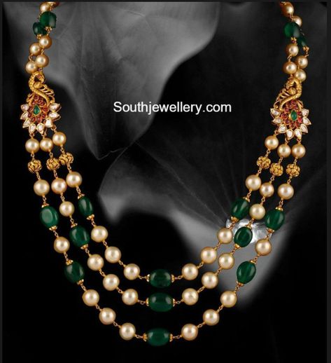 Pearls Mala, Latest Indian Jewellery, 22 Carat Gold Jewellery, Pearl Mala, Mala Jewelry, Gold Pearl Jewelry, Pearl Jewelry Design, Pearl Necklace Designs, Gold Necklace Indian Bridal Jewelry