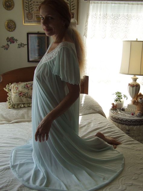 https://flic.kr/p/98DtN7 | Miss Elaine Pale Blue Short Sleeved Nightgown 5 | Miss Elaine Pale Blue Short Sleeved Nightgown Mother May I, Sheer Nightgown, Oktoberfest Woman, Beautiful Nightgown, Vintage Childhood, Blue Lingerie, Folk Dresses, Feminine Beauty, May I