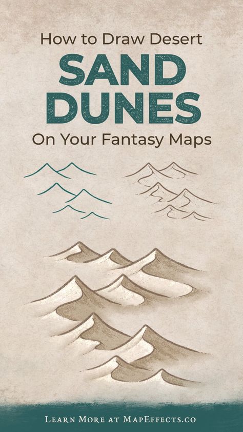 How to Draw Sand Dunes — Map Effects Fantasy Map Maker, Map Sketch, Fantasy Map Making, Fantasy World Map, Map Maker, Fantasy Maps, Drawn Map, Rpg Map, Book Writing Inspiration