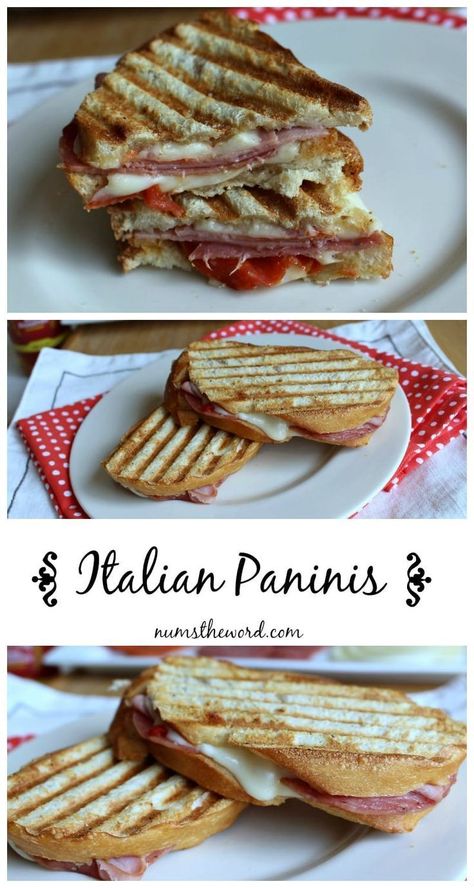 Italian Panini is a great sandwich for a quick simple lunch and its different than a regular old sandwich. Salami Panini Recipes, Italian Panini Recipes Sandwiches, Pannini Italian Bread, Pannini Italian Recipe, Panini Sandwiches Ham, Pannini Italian, Italian Panini Recipes, Salami Panini, Panini Press Recipes