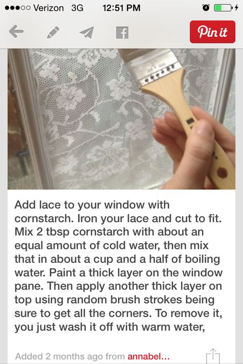 Diy Lace Privacy Window, Window Coverings Diy, Lace Window Treatments, Kitchen Window Coverings, Frosted Glass Window, Lace Window, Lace Diy, Apartment Bedroom Decor, Window Privacy