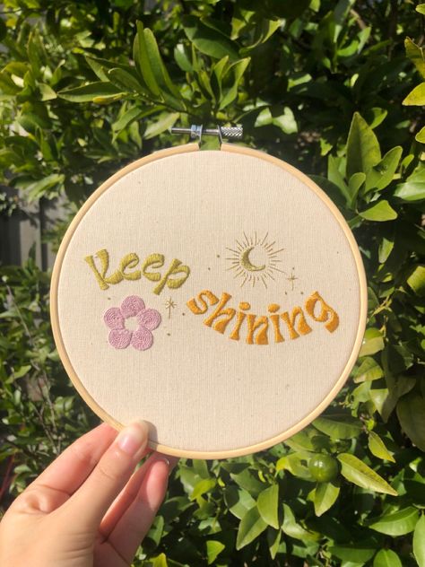 Hand Embroidery Aesthetic, Diy Embroidery Art, Hand Embroidery Letters, Embroidery Hoop Art Diy, Keep Shining, Diy Embroidery Kit, Diy Embroidery Designs, Basic Embroidery Stitches, Embroidery Letters