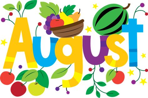 August Clipart, Preschool Center Signs, Calendar Clipart, 2024 Calendar Printable, Arts Month, August Calendar, Calendar Pictures, Center Signs, Calendar Download