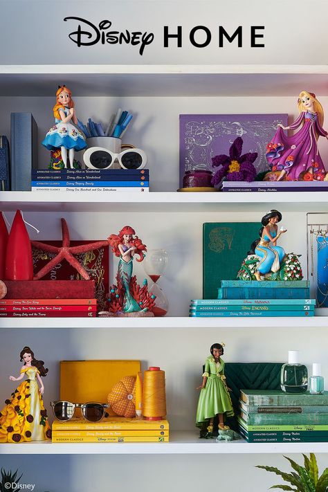 ✨An extra special shout out to the collectors out there ✨ Isn’t it just magical when you find the most beautiful way to display your collections 😍Tell us your favourite items to collect below 👇 Botanical Figurines from @EnescoLimited Disney Collection Display, Figurine Display Ideas, Collectors Room Ideas, Disney Dorm, Disney Princess Jewelry, Mickey House, Living Room Shelf, Shelf Inspiration, Disney Bedrooms