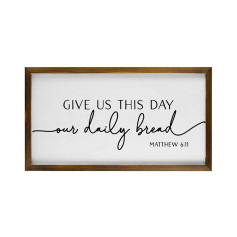 PRICES MAY VARY. Title: Give Us This Day Our Daily Bread Framed Wood Sign, Wooden Wall Hanging Art, Inspirational Farmhouse Wall Plaque, Rustic Home Decor for Nursery, Porch, Gallery Wall, Housewarming Gift. Product Type: Categories > Home Décor Products > Home Décor Accents > Wall Pediments God Bless This Home, Give Us This Day Our Daily Bread, Christian Wood Signs, Scripture Wall Decor, Decor For Nursery, Faith Sign, Funny Wood Signs, Wooden Wall Hanging, Wall Hanging Art