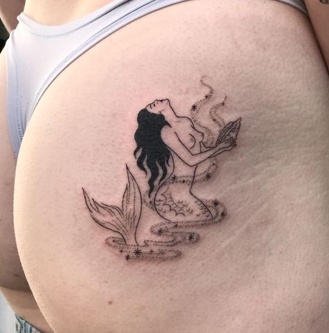 Whimsical Tattoos, Back Piece Tattoo, Cute Little Tattoos, Dope Tattoos For Women, Mermaid Tattoo, Mermaid Tattoos, Fairy Tattoo, Tattoo Cover-up, Little Tattoos