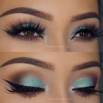 Turquoise Eye Makeup, Make Up Mata, Makeup Pengantin, Makeup Tip, Eyeshadow For Brown Eyes, Smink Inspiration, Green Makeup, Brown Makeup, Eye Makeup Designs