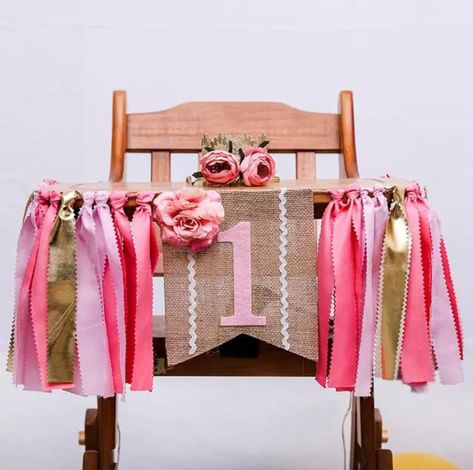 highchair banner, first birthday highchair banner #firstbirthday #highchairbanner First Birthday Pink, Birthday Highchair, 1st Birthday Party Decorations, Highchair Banner, 1st Birthday Banners, Party Flags, First Birthday Banners, Pink Chair, Hanging Banner