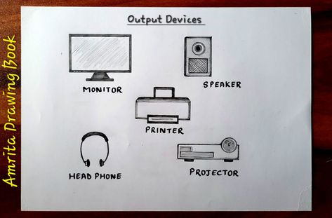 Video Tutorial uploaded on Amrita Drawing Book Channel. Subscribe for more creative Drawings and School Projects. #Computerparts #Computer #mainparts #output #devices #School #activity #drawing #pencil #sketch #howtodraw #amritadrawingbook Out Put Devices Of Computer, Electronic Devices Drawing, Computer Painting Ideas, Input Devices Of Computer Drawing, Parts Of Computer Drawing, Computer Parts Drawing, Computer Art Drawing, Computer Drawing Sketches, Computer Drawing Easy