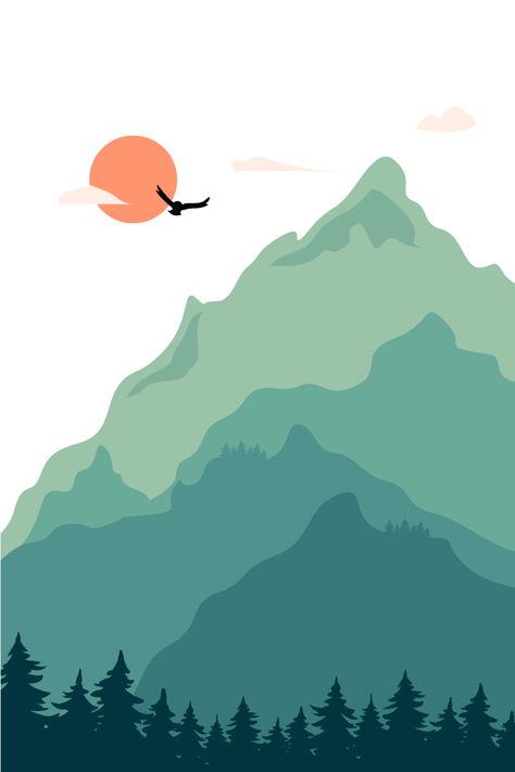 Mountain Background Illustration, Illustrator Drawing Vector, Vector Art Poster, Mountain Illustration Art, Bird Illustration Vector, Vector Drawing Illustrators, Mountains Illustration Art, Mountain Vector Art, Vector Illustration Background