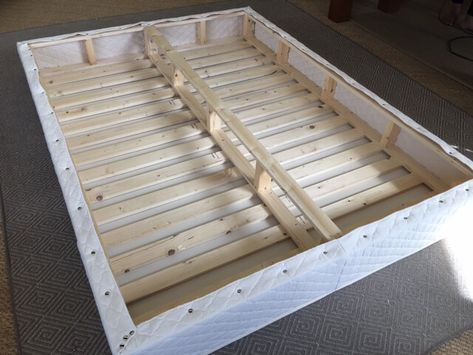 boxspring alternative foundation choice Diy Box Spring, Diy Wooden Box, Diy Mattress, Wooden Box Diy, Box Spring Bed Frame, Diy Rustic Home, Bed Foundation, Mattress Foundations, Latex Mattress