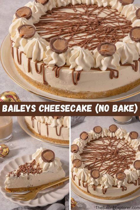 No Bake Baileys Cheesecake, Baileys Truffles, Chocolate Traybake, Baileys Cake, Chocolate Roulade, Whipped Cream Chocolate, Chocolate Guinness Cake, Delicious Cheesecake Recipes, Baileys Cheesecake