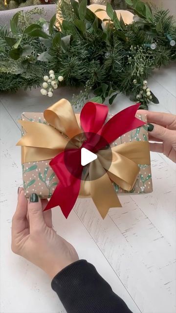 Sophie Liard | home | travel | Amazon Finds on Instagram: "Christmas ribbon 🎀 who’s done their wrapping yet? #giftwrapping #giftideas #christmas" Bow Wrapping Ideas, How To Make Christmas Bows For Presents, Gift Wrapping Ideas Ribbon, Bows For Gift Baskets, Ribbon Ideas For Gifts, How To Make Gift Bows With Ribbon, How To Ribbon A Gift, Gift Wrapping Christmas Ideas, Ribbon Tying Tutorial Gift Wrapping