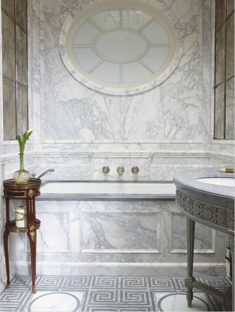 New York Interiors | Courtney Price Upper East Side Penthouse, Bathroom With Marble, Marble Walls, Manhattan Penthouse, Marble Bathroom Designs, New York Penthouse, Diy Home Decor For Apartments, Marble Bath, The Enchanted Home