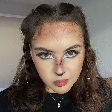 Cute Werewolf Makeup, She Wolf Makeup, Werewolf Makeup Female Easy, Simple Wolf Makeup, Were Wolf Costume, Cute Wolf Makeup, Wolf Costume Women Makeup, Wolf Halloween Costume Women, Simple Werewolf Makeup