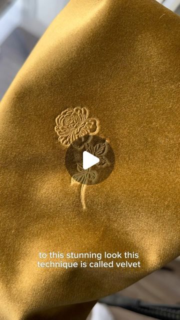 Julija Gobere on Instagram: "Absolutely recommend trying velvet embossing - such an easy, quick technique with spectacular results!🤩🤗 #sewingtutorial #howtosew" Velvet Fabric Ideas, Velvet Sewing Projects, Velvet Embroidery Design, Velvet Embossing, Sew Techniques, Velvet Diy, Embroidery On Velvet, Embossed Embroidery, Embossed Velvet