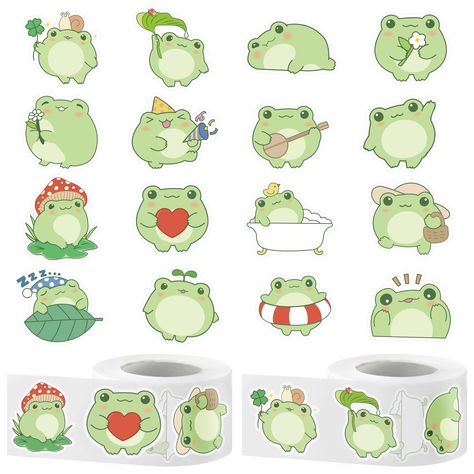 PRICES MAY VARY. Good Value: Include 2 rolls of cartoon frog sticker rolls, with 16 different patterns, a total of 1000pcs stickers, which are sufficient to decorate your parties and daily life. Size Detail: Our stickers measure 1.5*1.5 inches, suitable to be pasted on luggage, guitars, scrapbooks, whiteboards, bulletin boards, paper, shirts, plastic bags, and most smooth surfaces. Material: Our stickers are made of quality paper which is non-toxic and odorless, they are easy to stick and peel. Cute Sticker Ideas To Draw, Sticker Ideas Design, Cute Stickers To Make, Cute Mini Stickers, Home Made Stickers, Stickers Frog, Simple Animals, Scrapbook Prints, Frog Birthday Party