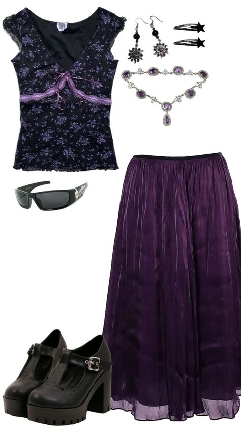 Purple Hippie Outfit, Purple Goth Outfits, Whimsigoth Outfits, Whimsical Goth, Witchy Fashion, Outfits Y2k, Witch Outfit, Hippie Outfits, Goth Outfits