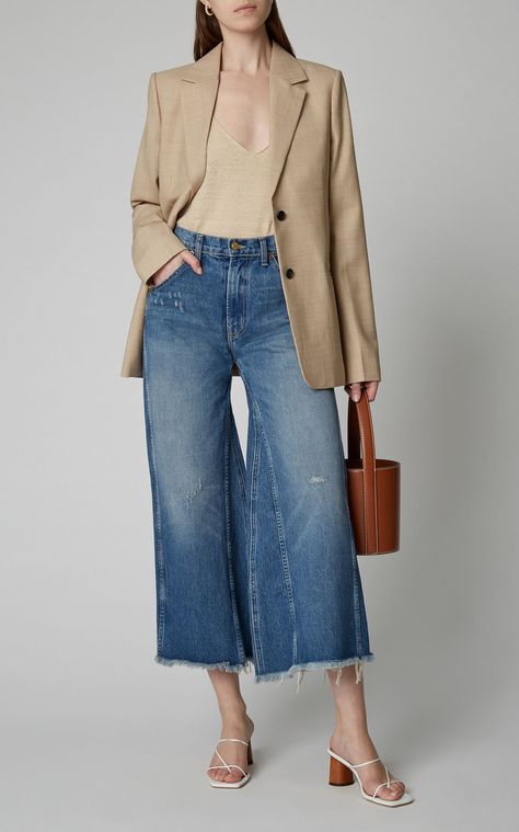 4d6e4749289c4ec58c0063a90deb3964desc48259802ri Denim Culottes Outfits, Culottes Outfit, 2021 Outfits, Culotte Style, Wide Leg Jeans Outfit, Denim Culottes, Look Legging, Looks Jeans, Style Parisienne