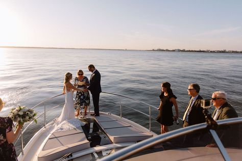 Small Boat Wedding Ideas, Wedding On A Boat, Yacht Ideas, Cinque Terre Wedding, Wedding Boat, Boat Photos, Fire Wedding, Small Yachts, Yacht Wedding