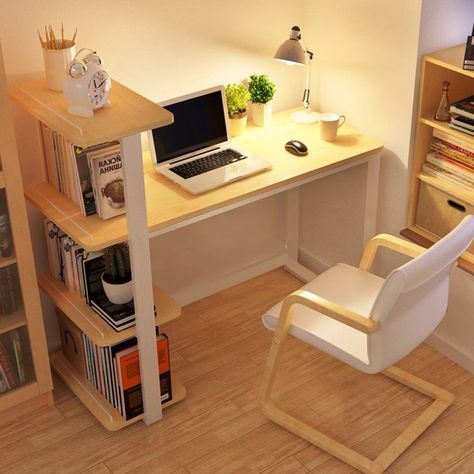 Computer Desk Design, Diy Computer Desk, Modern Home Office Desk, Ikea Bookcase, Study Table Designs, Desain Pantry, Modern Computer Desk, Bookcase Desk, Office Lounge