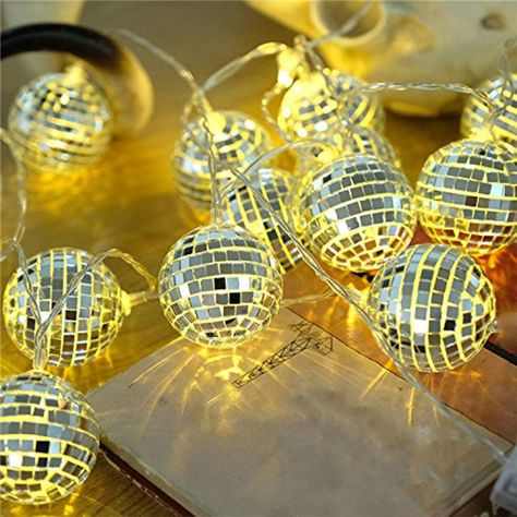 PRICES MAY VARY. 💛💛💛NOTE:💛💛💛Package inside the two extra spheres as a replacement for use, and not the string light damage caused by the drop. 🌟【Installation quick easy】:DIY by youself, So you can string lights virtually anywhere. Bring these battery operated string lights to the beach or the park for an evening picnic, designed to be an attractive feature in just about any holiday design, will be very compelling, children will love to scream. 🌟【Two Powered-Mode】:3 AA Battery case total Gold Disco Ball, Led Ball Lights, Led Globe String Lights, Disco Ball Mirror, Disco Ball Light, Decorative Lanterns, Led Party Lights, Led Garland, String Lights Party