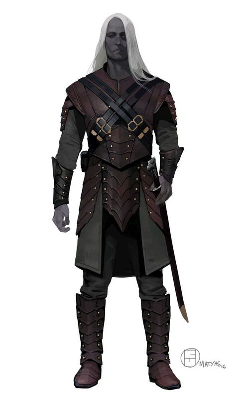 Dungeons & Dragons: Drow (inspirational) - Album on Imgur Brian Matyas, Drow Male, Heroic Fantasy, Leather Armor, Model Sheet, Fantasy Races, Dark Elf, Fantasy Armor, Fantasy Warrior