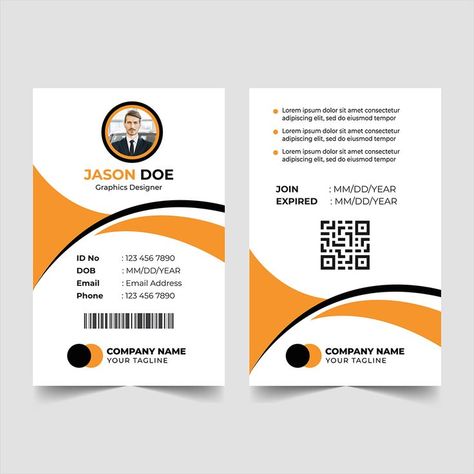 Download this Corporate Office Identity Card Design Template. #freepik #business #corporate #office #identity #card #template Graphic Design Personal Branding, Studio Background Ideas, Identity Card Design, Employee Id Card, Happy Names, Corporate Id, Card Design Template, Illustrator Design Tutorial, Id Card Template